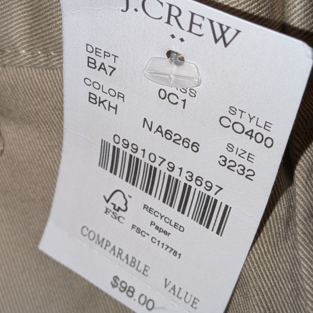J.Crew Mens Original Chino Straight Leg Pants British Khaki 32x32 CO400 NEW - Picture 6 of 9